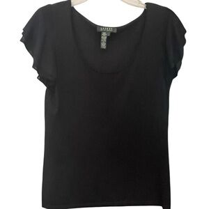 Lauren Black Size Large flutter sleeve Women's Top luxury SS